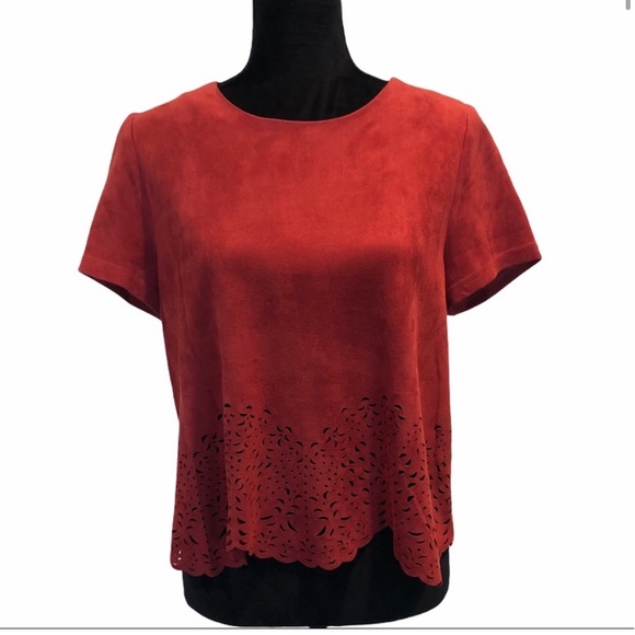 NWOT Design Lab Lord & Taylor faux suede top - Picture 1 of 8